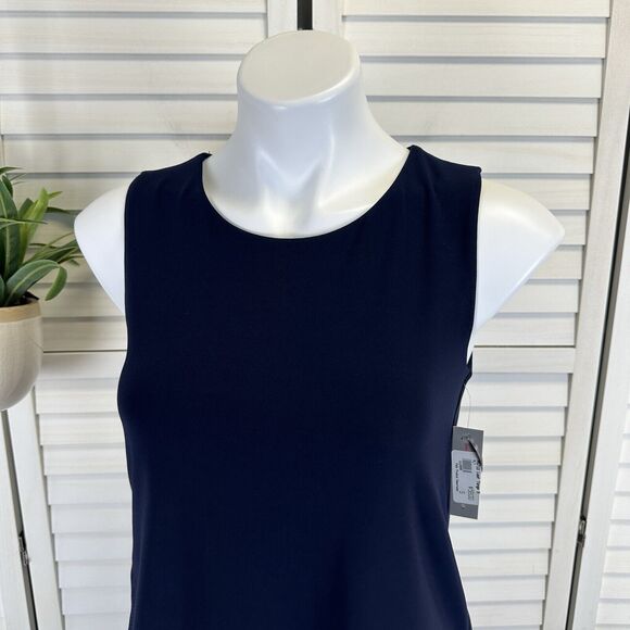 New Last Tango Sleeveless Pointed Hem Tunic Top Navy‎ Blue Asymmetric Hem Size S - Picture 3 of 9
